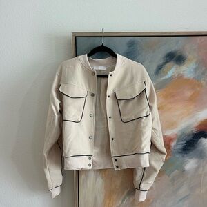 Seek the Label Cream and Black Bomber Jacket